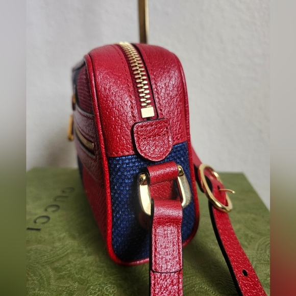 Gucci Canvas Sylvie Stripe Mini Ophidia Crossbody Bag - Picture 6 of 14